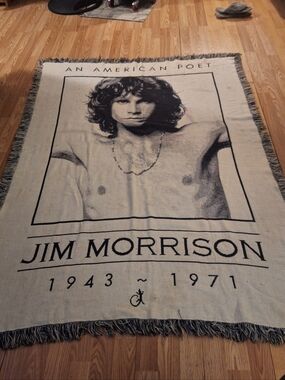 Jim Morrison Doors American Poet White Lizard Woven Blanket Tapestry 45x64 RARE
